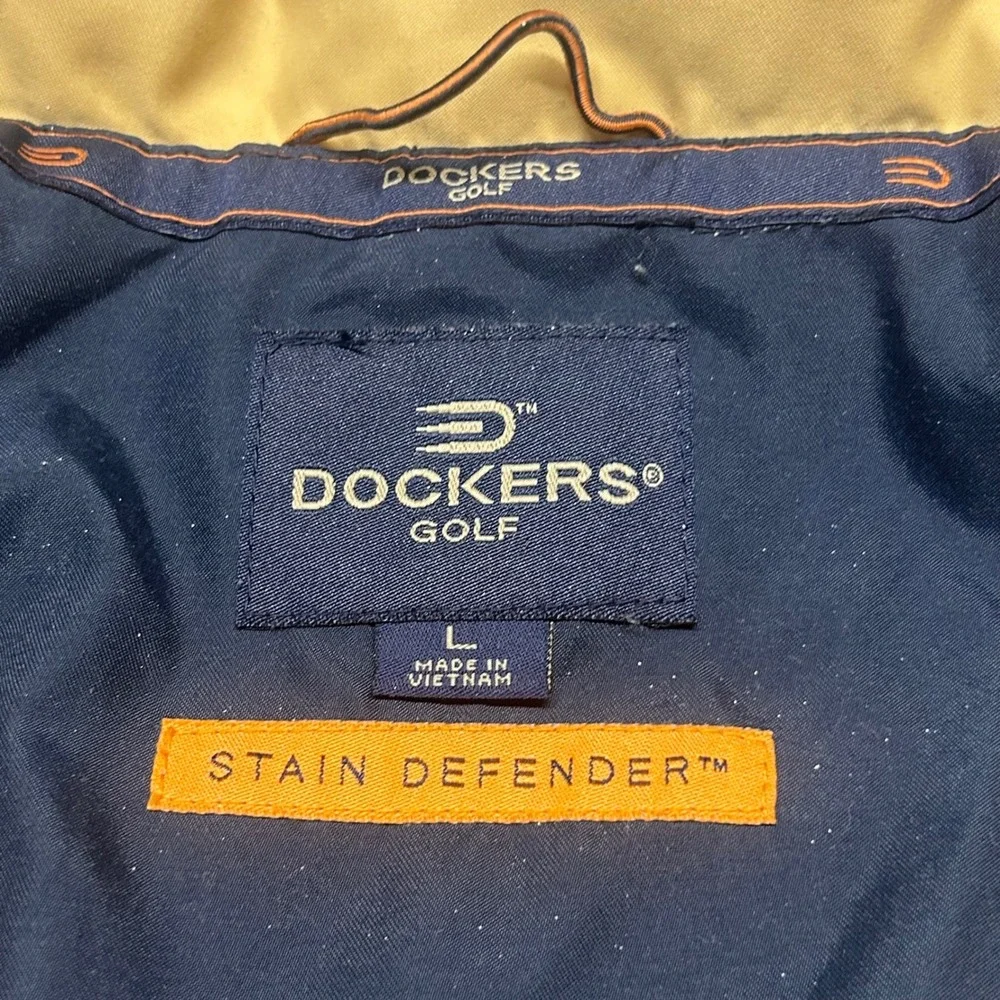 Dockers Golf Windbreaker Yellow Navy Stripe Mens Large Quarter Zip Jacket